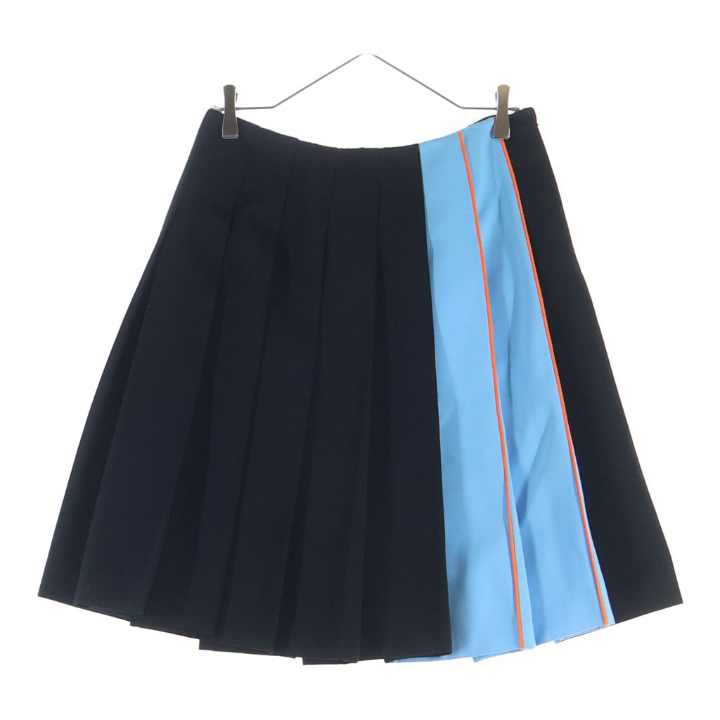 PRADA(プラダ) バイカラー プリーツスカート ポリエステル ブラック/ブルー/オレンジ レディース