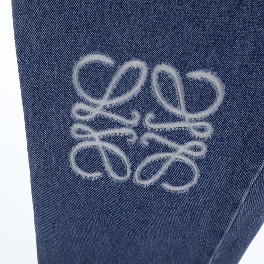 LOEWE(ロエベ) ANAGRAM CROPPED アナグラム クロップド ワイドデニムパンツ ジーンズ ロゴ ブルー S359Y11X90 レディース