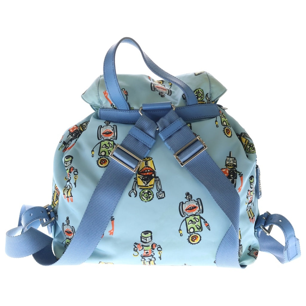 PRADA(プラダ) トライアングルロゴ ロボット ナイロン バックパック リュックサック ブルー レディース