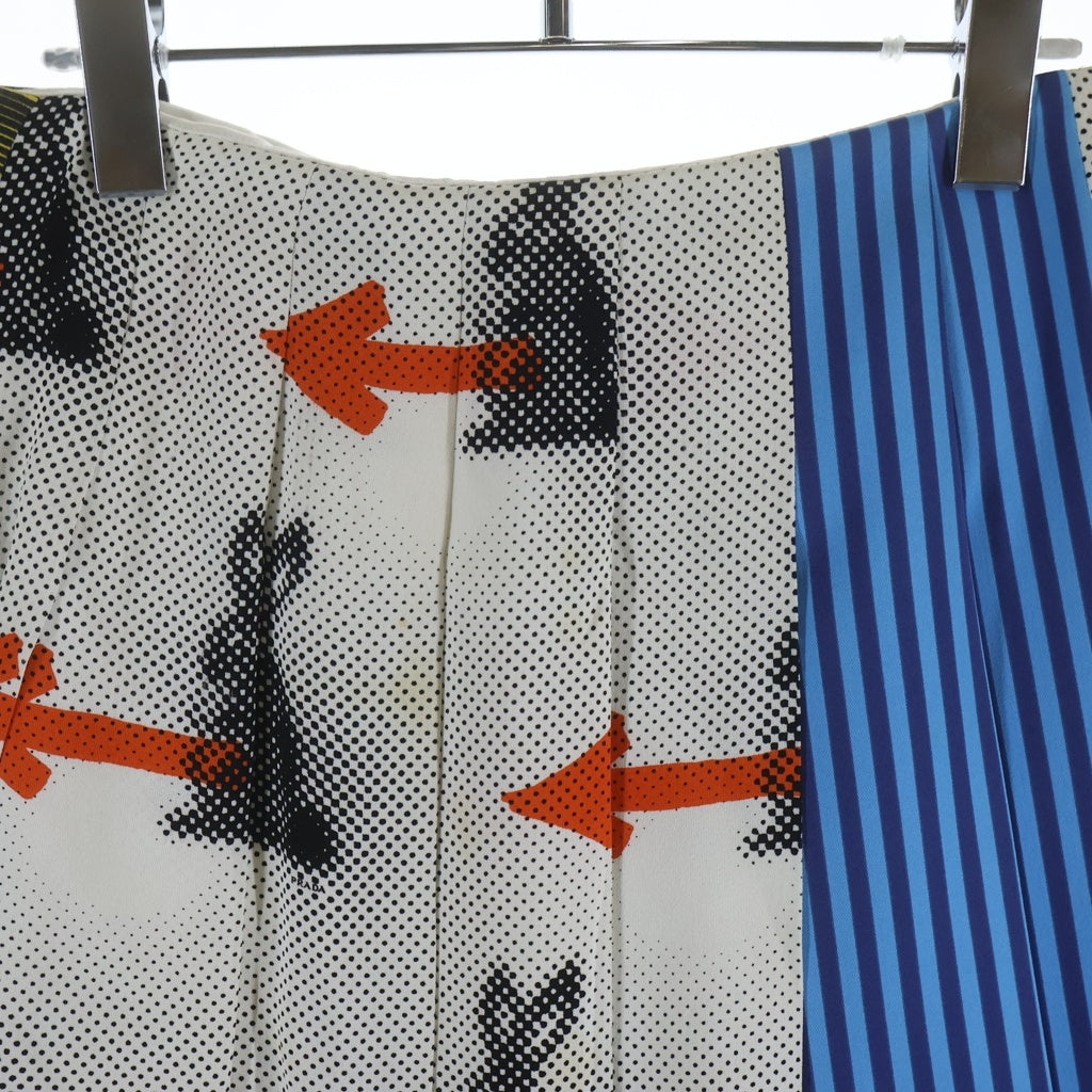 PRADA(プラダ) Sable Rabbit Skirt ラビット ミディアムスカート ビスコース レーヨン プリーツ マルチカラー ホワイト P177G レディース