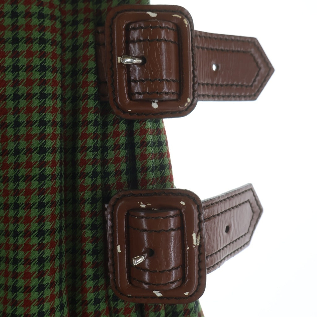 PRADA(プラダ) チェック柄 プリーツスカート ウール モヘア グリーン P125M S172 1N63 レディース