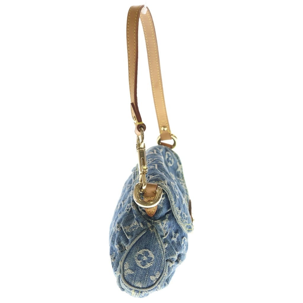 LOUIS VUITTON(ルイヴィトン) モノグラム デニム ミニプリーティ ハンドバッグ インディゴブルー×ブラウン レザー M95050 ゴールド金具 レディース