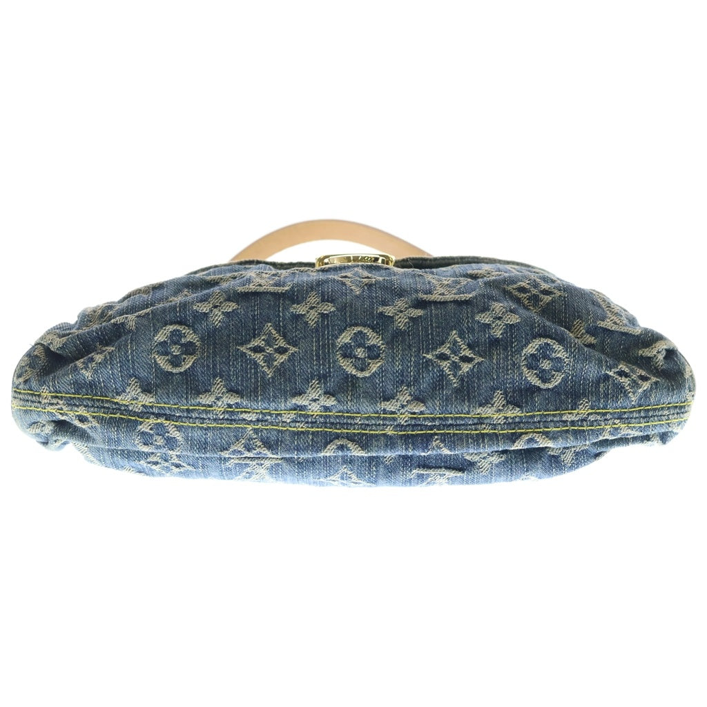 LOUIS VUITTON(ルイヴィトン) モノグラム デニム ミニプリーティ ハンドバッグ インディゴブルー×ブラウン レザー M95050 ゴールド金具 レディース