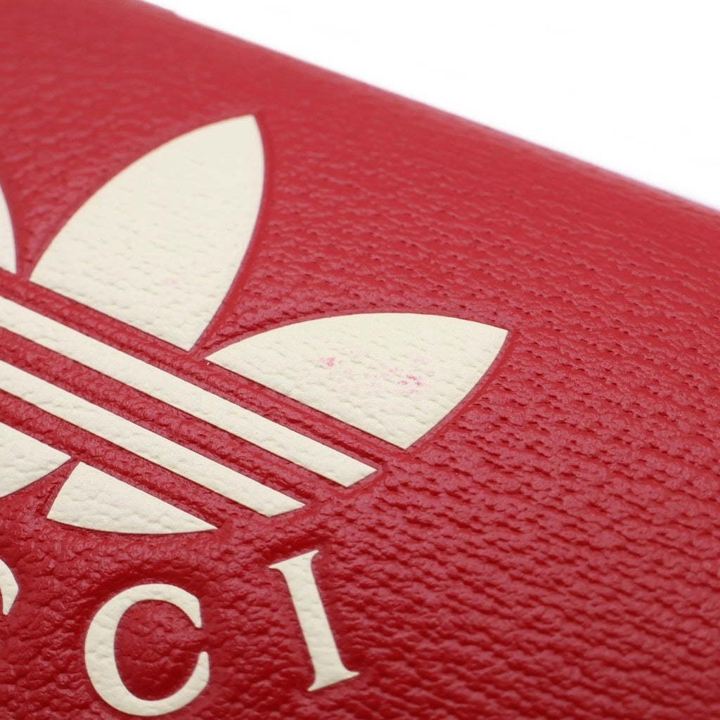 GUCCI(グッチ) ×Adidas チェーンショルダーバッグ チェーンウォレット ポシェット レッド/ホワイト レザー 6218932 レディース
