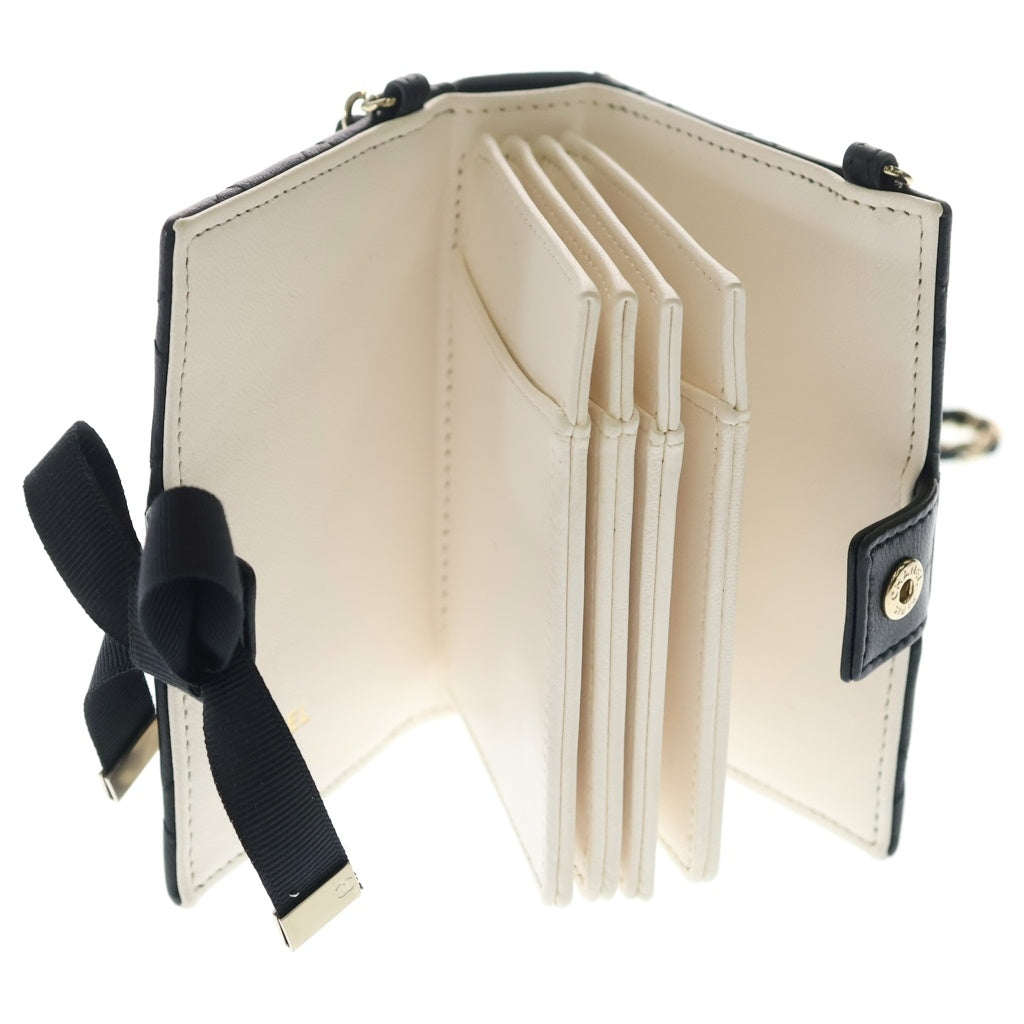 CHANEL(シャネル) ブックカードケース ミニバッグ チェーンショルダーバッグ ブラック ラムスキン AP2954 ゴールド金具 レディース
