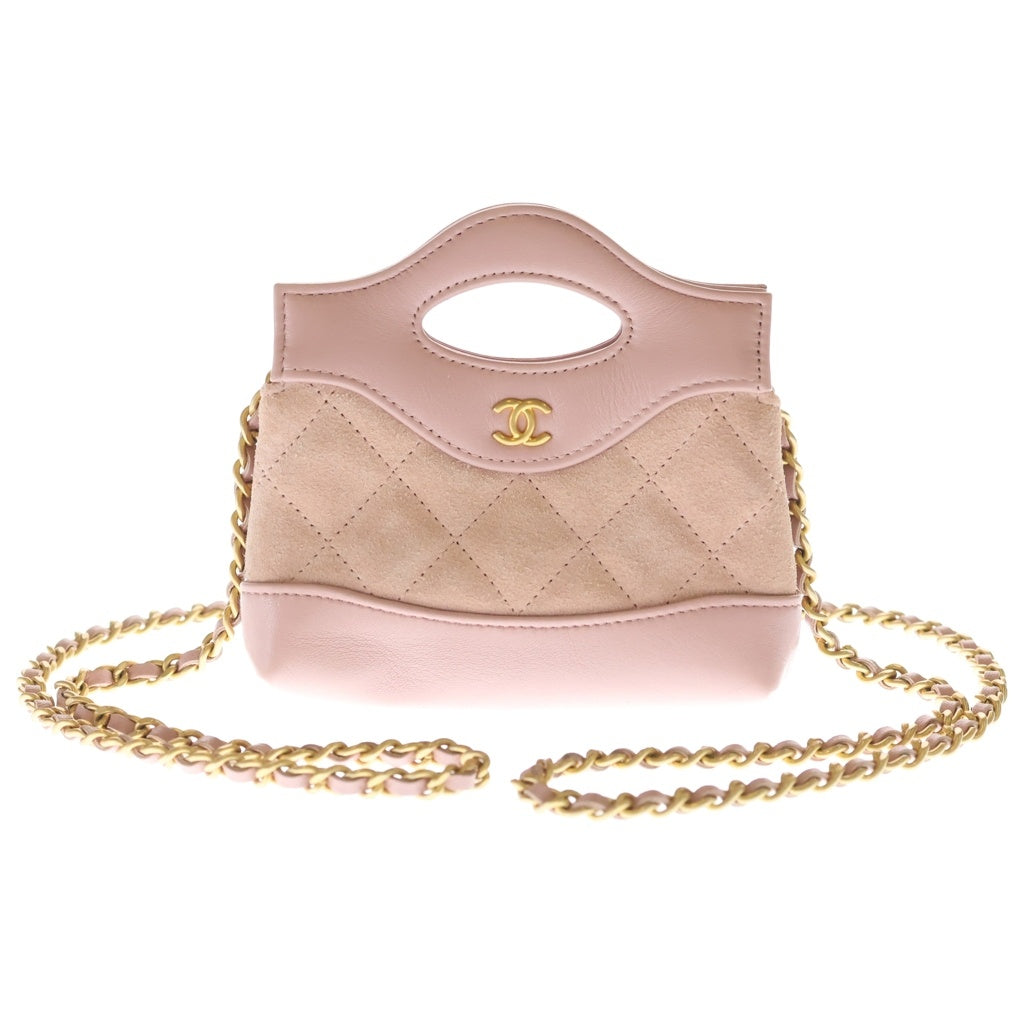 CHANEL(シャネル) シャネル31 ココマーク マトラッセ チェーンショルダー ミニショッピングバッグ ゴールド金具 ピンク シール レディース