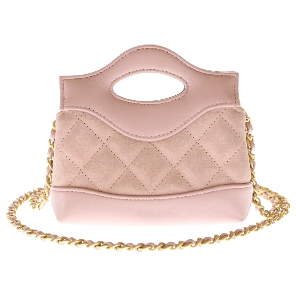 CHANEL(シャネル) シャネル31 ココマーク マトラッセ チェーンショルダー ミニショッピングバッグ ゴールド金具 ピンク シール レディース