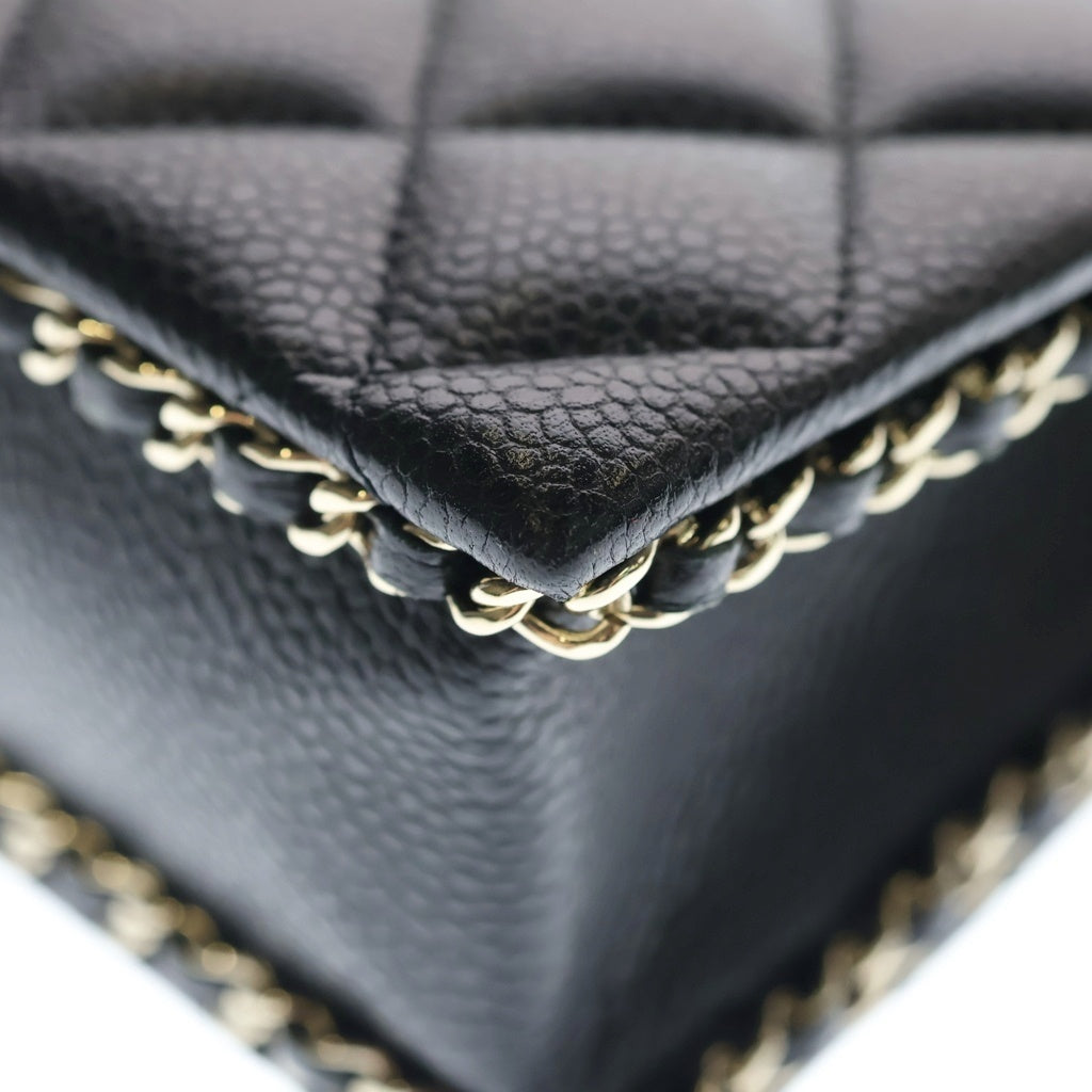 CHANEL(シャネル) イヴニングバッグ キャビアスキン レザー チェーンショルダーバッグ ミニバッグ ゴールド金具 ブラック AS3314 プレート レディース