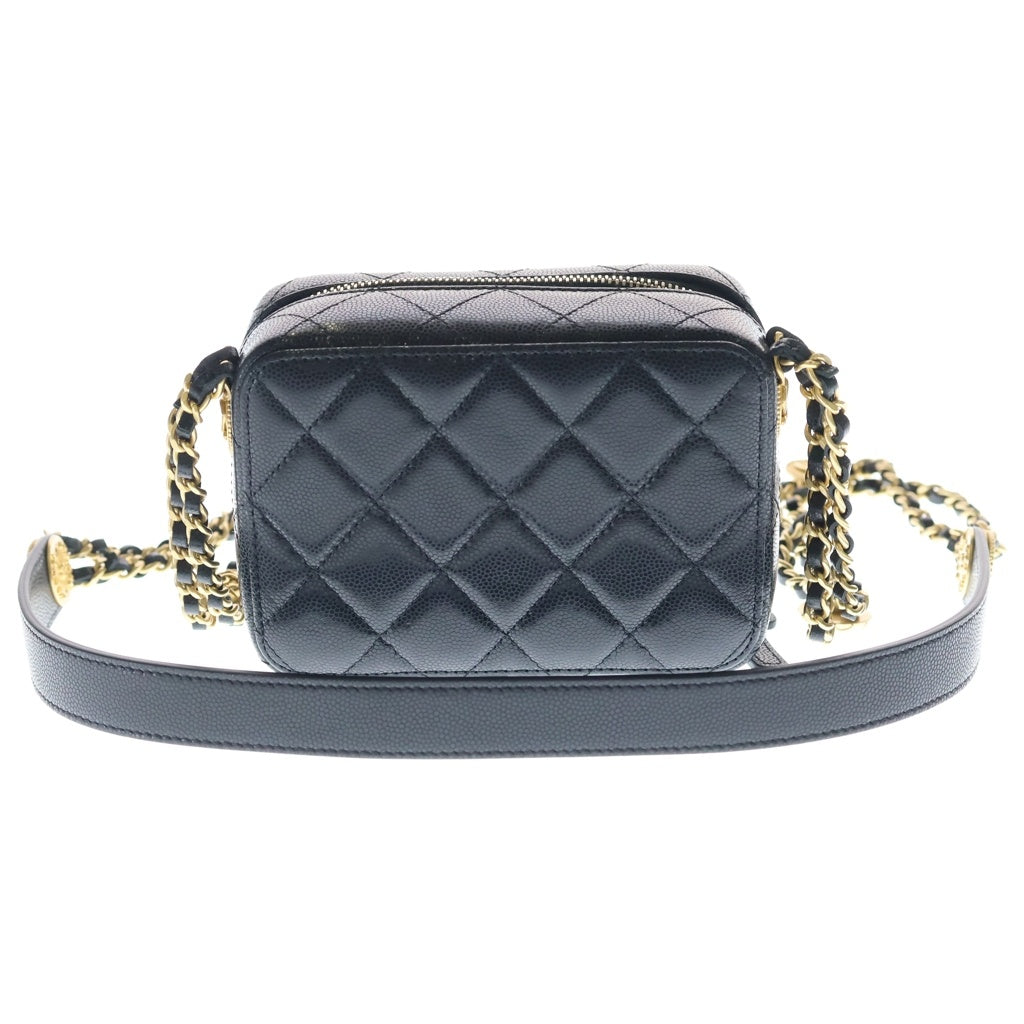 CHANEL(シャネル) ミニカメラバッグ ショルダーバッグ チェーンバッグ ブラック キャビアスキン AP2858 ゴールド金具 レディース