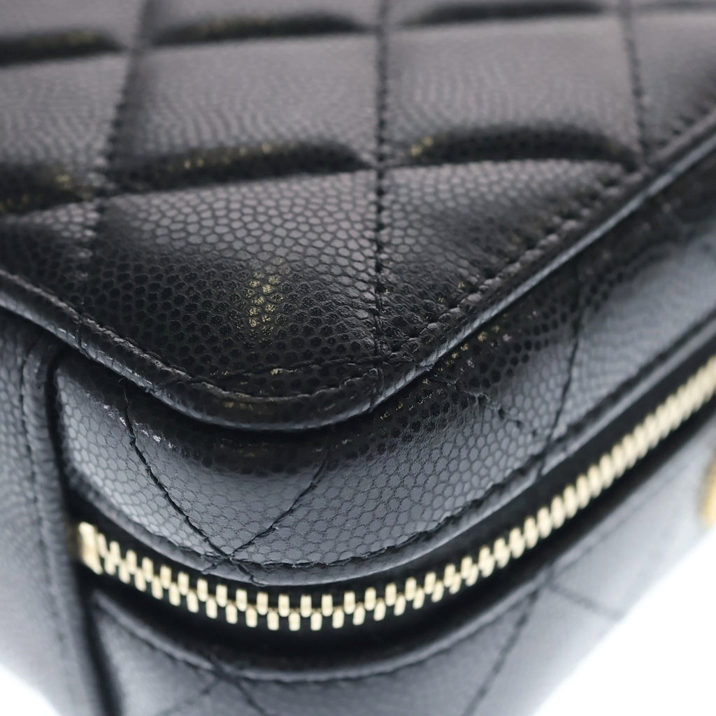 CHANEL(シャネル) ミニカメラバッグ ショルダーバッグ チェーンバッグ ブラック キャビアスキン AP2858 ゴールド金具 レディース