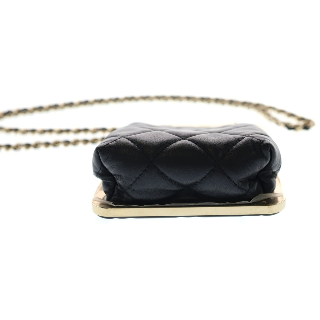 CHANEL(シャネル) マトラッセ チェーンクラッチ ショルダーバッグ ミニバッグ ブラック ラムスキン AP2496 ゴールド金具 レディース