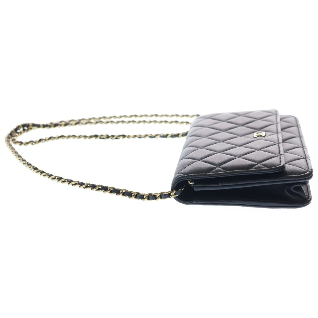 CHANEL(シャネル) マトラッセ チェーンウォレット ショルダーバッグ ネイビー ラムスキン AP0250 ゴールド金具 レディース