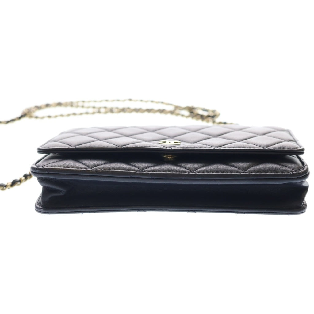 CHANEL(シャネル) マトラッセ チェーンウォレット ショルダーバッグ ネイビー ラムスキン AP0250 ゴールド金具 レディース