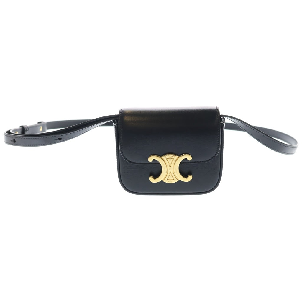 CELINE(セリーヌ) トリオンフ ミニ クロード レザー ショルダーバッグ ブラック レディース