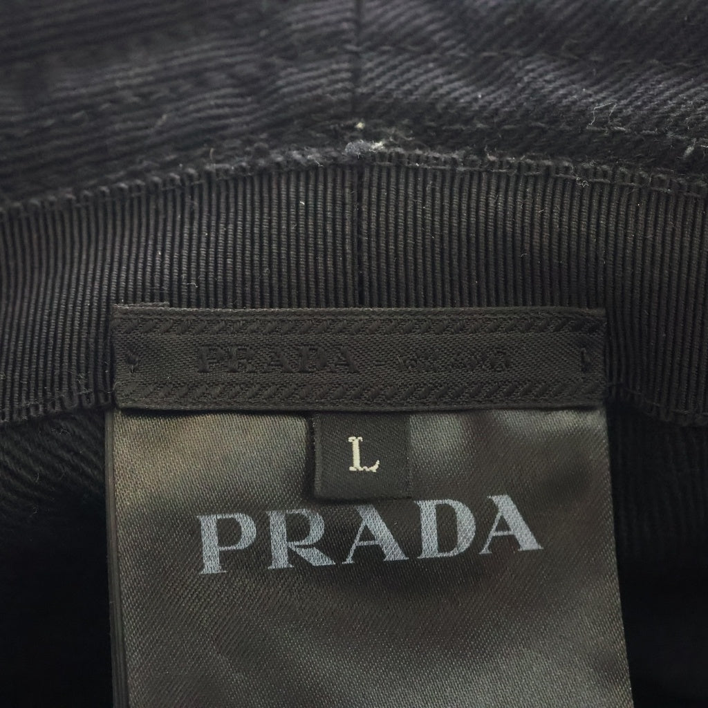PRADA(プラダ) トライアングルロゴプレート バケットハット コットン ブラック 2HC137