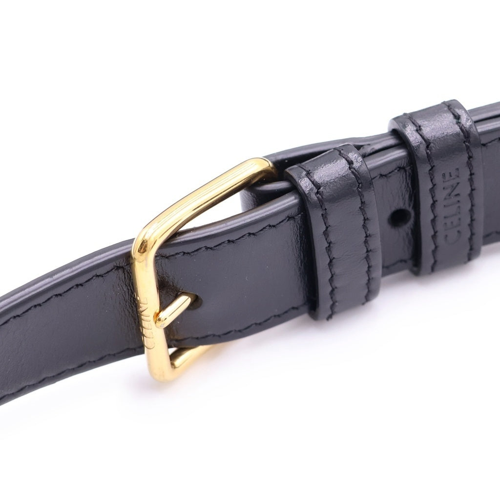 CELINE(セリーヌ) トリオンフ ミディアム メッセンジャーバッグ ブラック PVC レザー ゴールド金具 レディース