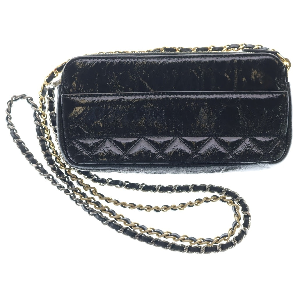 CHANEL(シャネル) ココマーク チェーンウォレット カーフスキン レザー ショルダーバッグ ミニバッグ ゴールド/シルバー金具 ブラック 30番台 レディース