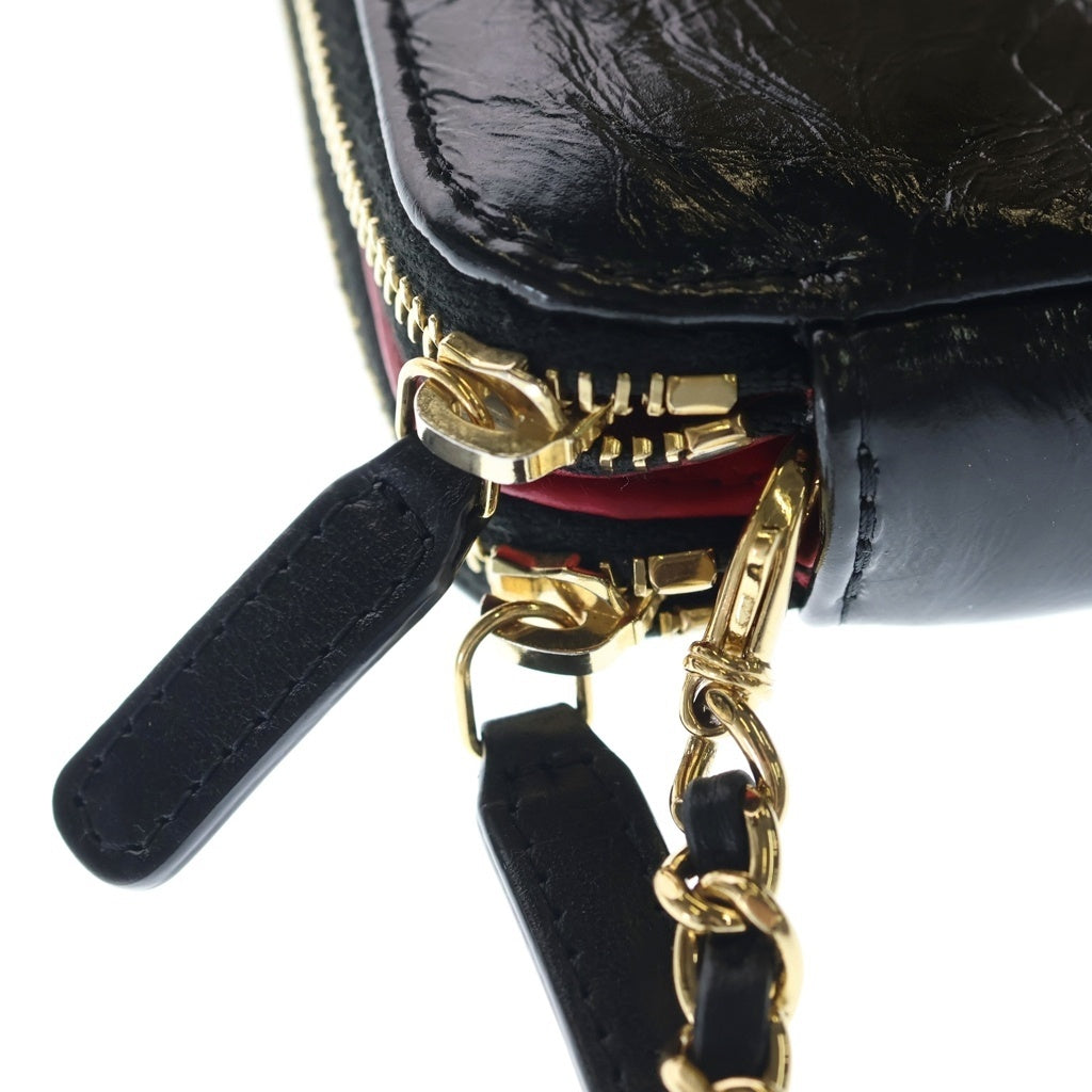 CHANEL(シャネル) ココマーク チェーンウォレット カーフスキン レザー ショルダーバッグ ミニバッグ ゴールド/シルバー金具 ブラック 30番台 レディース