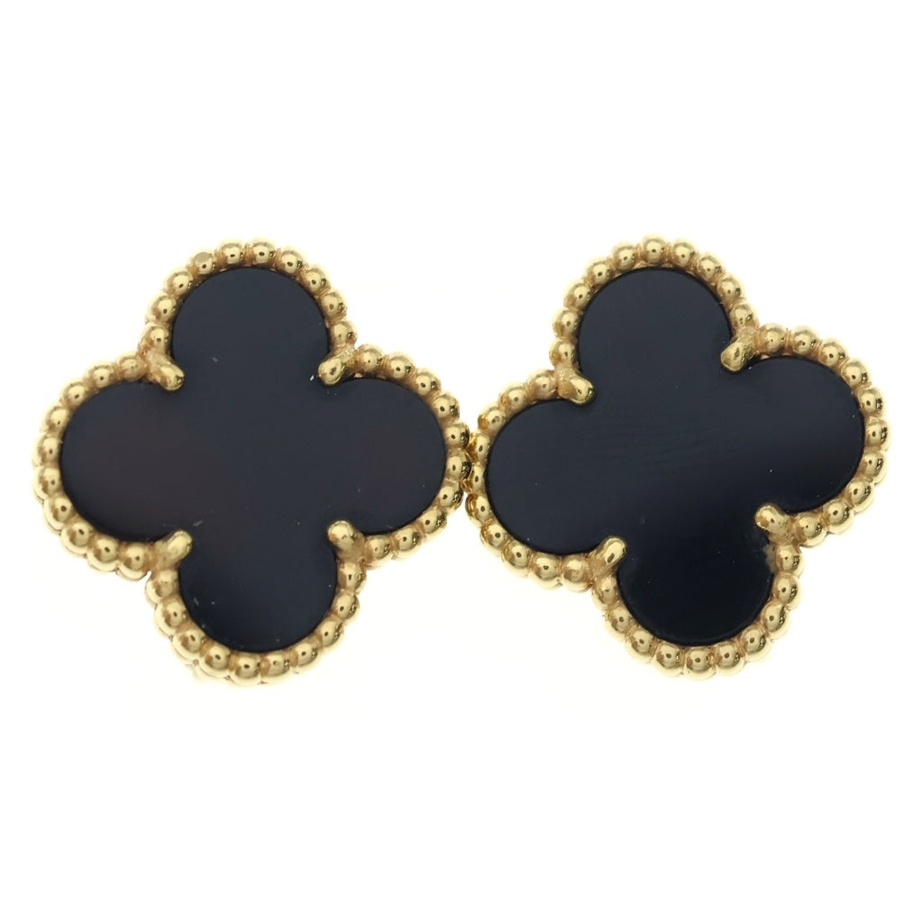 Van Cleef & Arpels(ヴァンクリーフアンドアーペル) ヴィンテージアルハンブラ オニキス ピアス ブラック×ゴールド Au750YG 7.6g VCARA44200 レディース