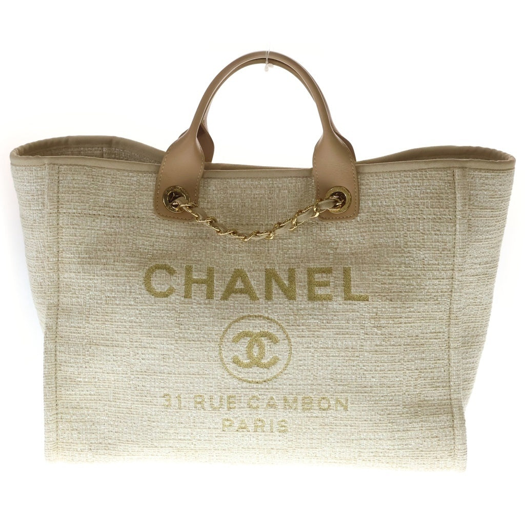 CHANEL(シャネル) ドーヴィルMM キャンバス ツイード レザー 2WAY