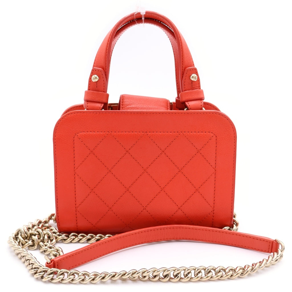 CHANEL(シャネル) マトラッセ カーフスキン ゴールド金具 ロゴプレート 2WAY チェーン ショルダーバッグ ハンドバッグ A93731 レッド レディース