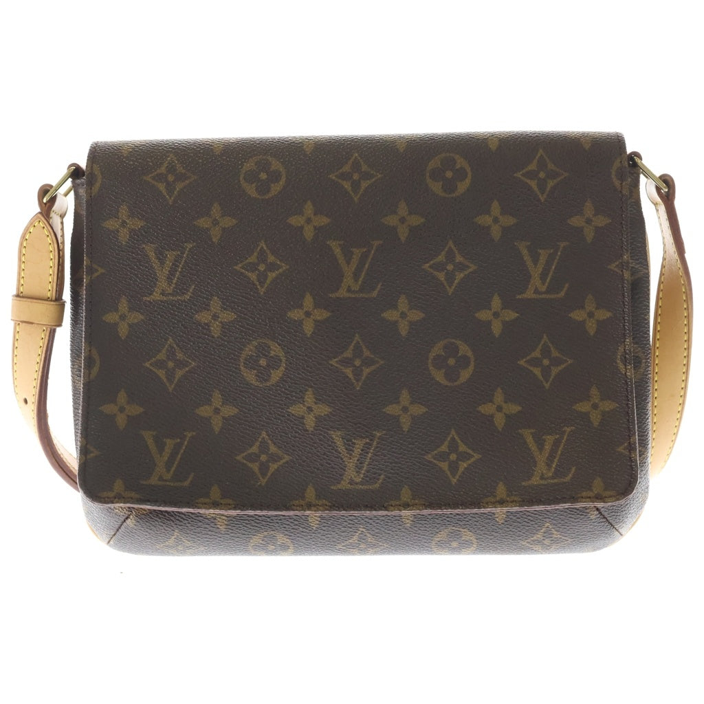 LOUIS VUITTON(ルイヴィトン) モノグラム ミュゼットタンゴ ショルダーバッグ ブラウン レザー×PVC M51388 ゴールド金具 レディース