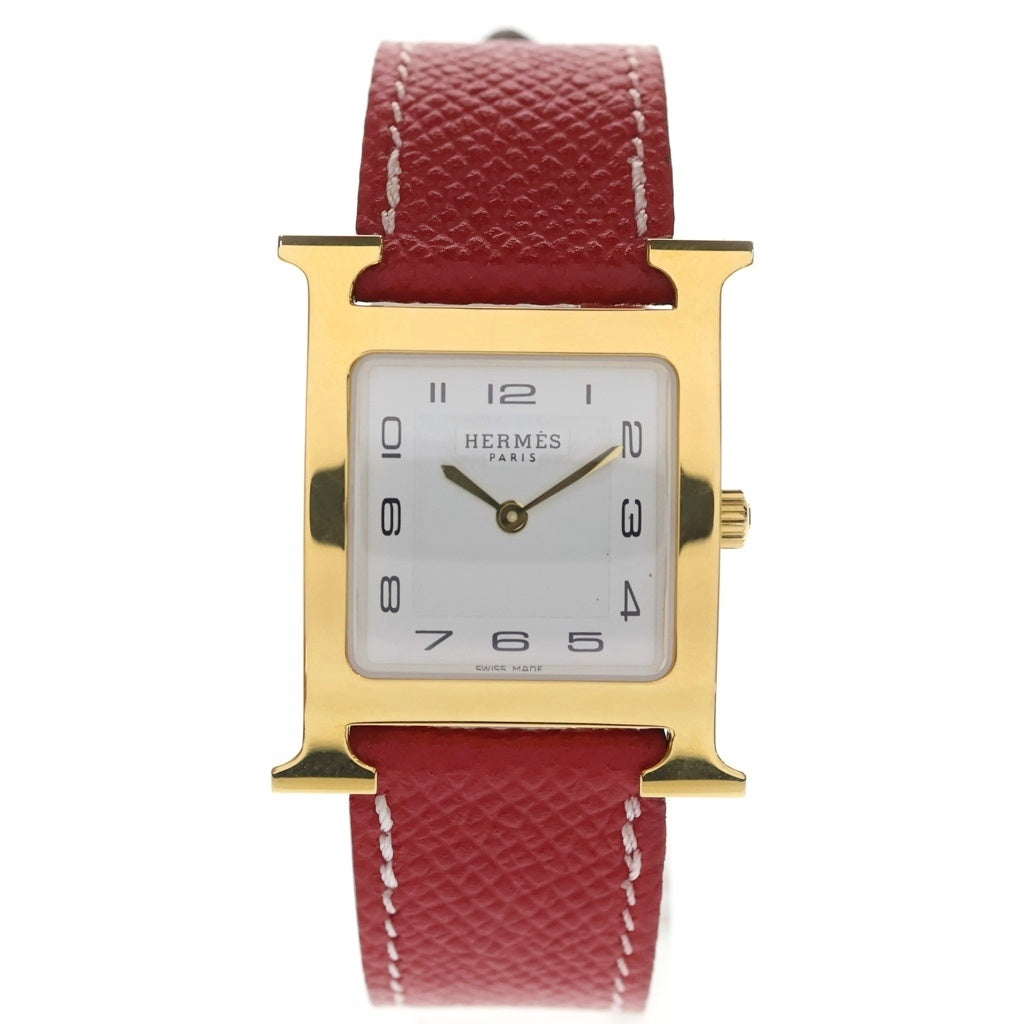 HERMES(エルメス) Hウォッチ MM GP/QZ クォーツ 電池式 腕時計 □O刻印 白文字盤 HH1.510 レディース