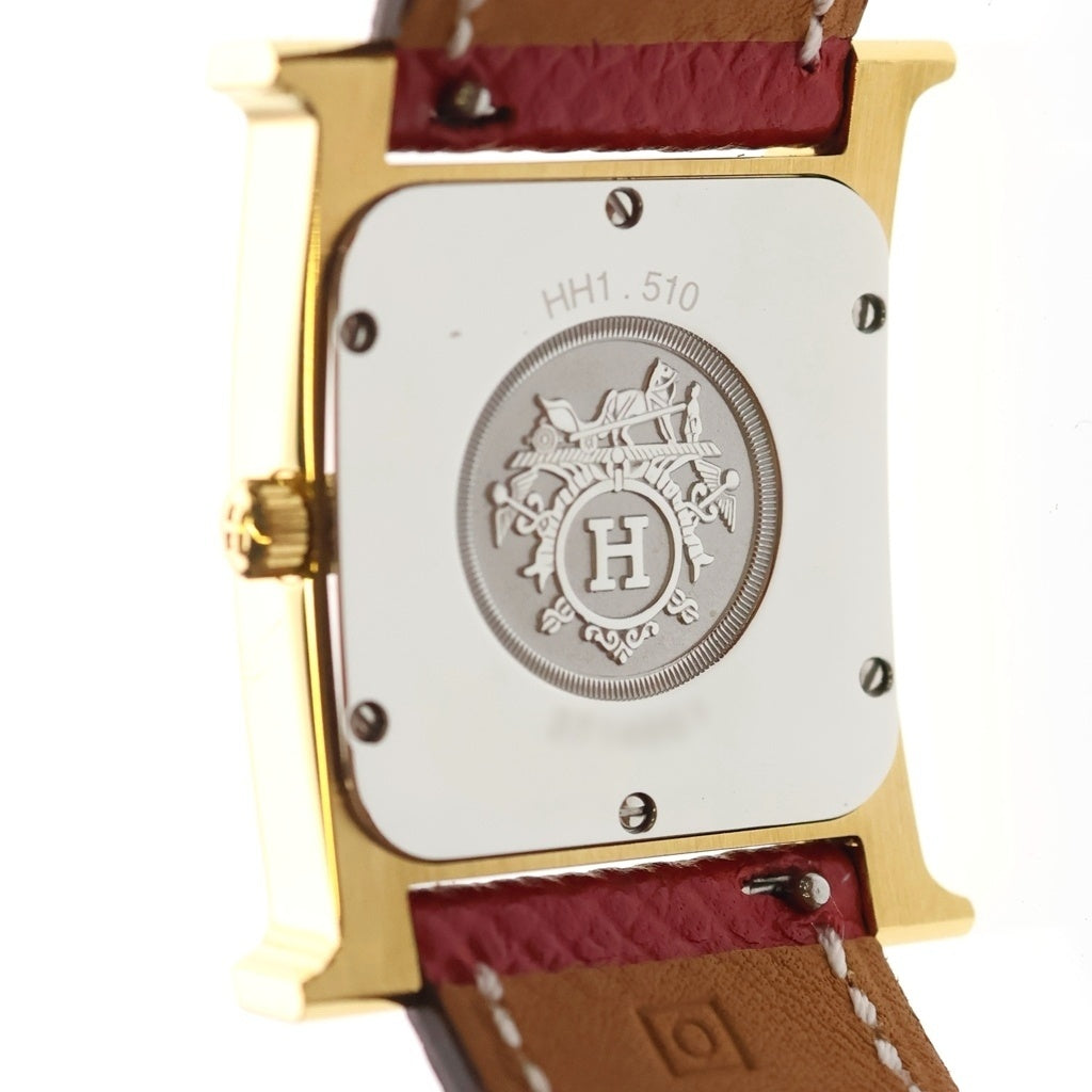 HERMES(エルメス) Hウォッチ MM GP/QZ クォーツ 電池式 腕時計 □O刻印 白文字盤 HH1.510 レディース