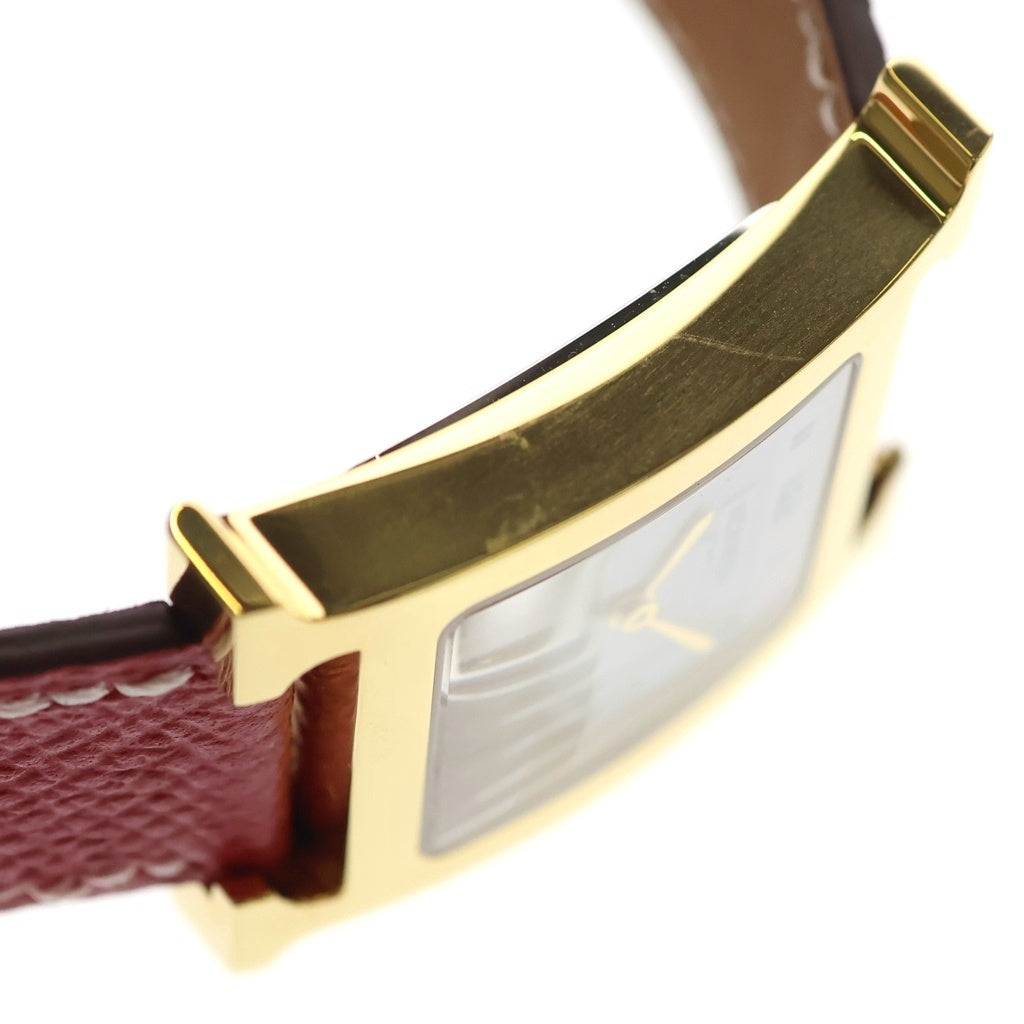 HERMES(エルメス) Hウォッチ MM GP/QZ クォーツ 電池式 腕時計 □O刻印 白文字盤 HH1.510 レディース