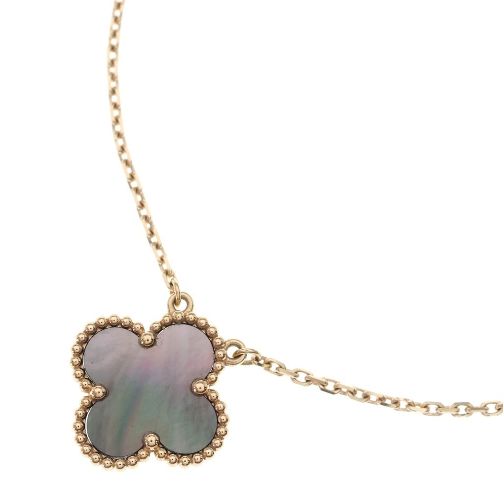 Van Cleef & Arpels(ヴァンクリーフアンドアーペル) ヴィンテージアルハンブラ ブラックシェル ネックレス ペンダント チェーン グレー×ピンクゴールド Au750PG VCARP4KK00 レディース