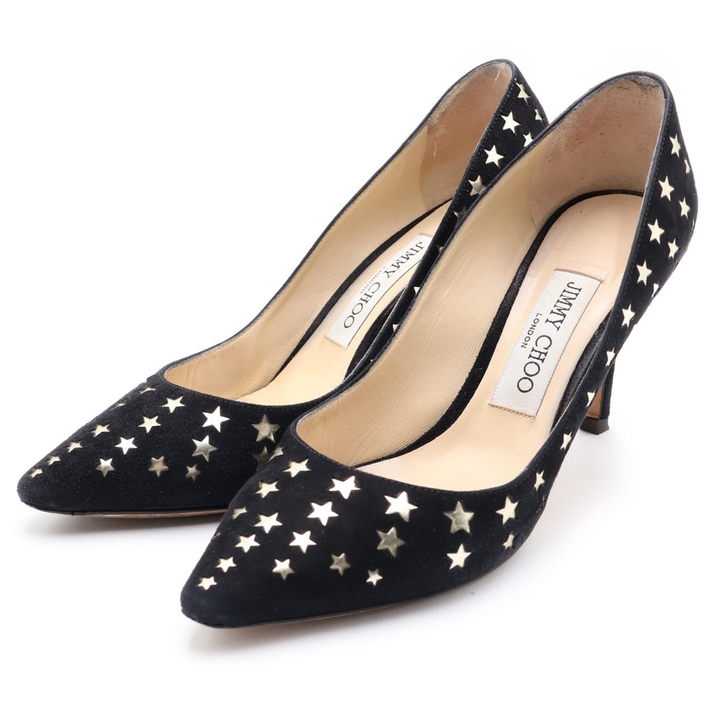 JIMMY CHOO(ジミーチュウ) スター スタッズ スエードレザー ヒール パンプス シューズ ブラック レディース
