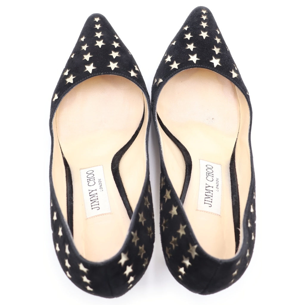 JIMMY CHOO(ジミーチュウ) スター スタッズ スエードレザー ヒール パンプス シューズ ブラック レディース