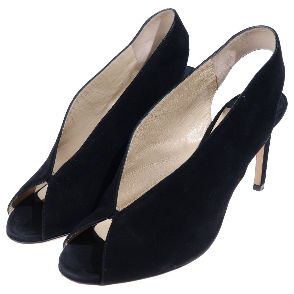 JIMMY CHOO(ジミーチュウ) スエードレザー スリングバック ヒール パンプス シューズ ブラック レディース
