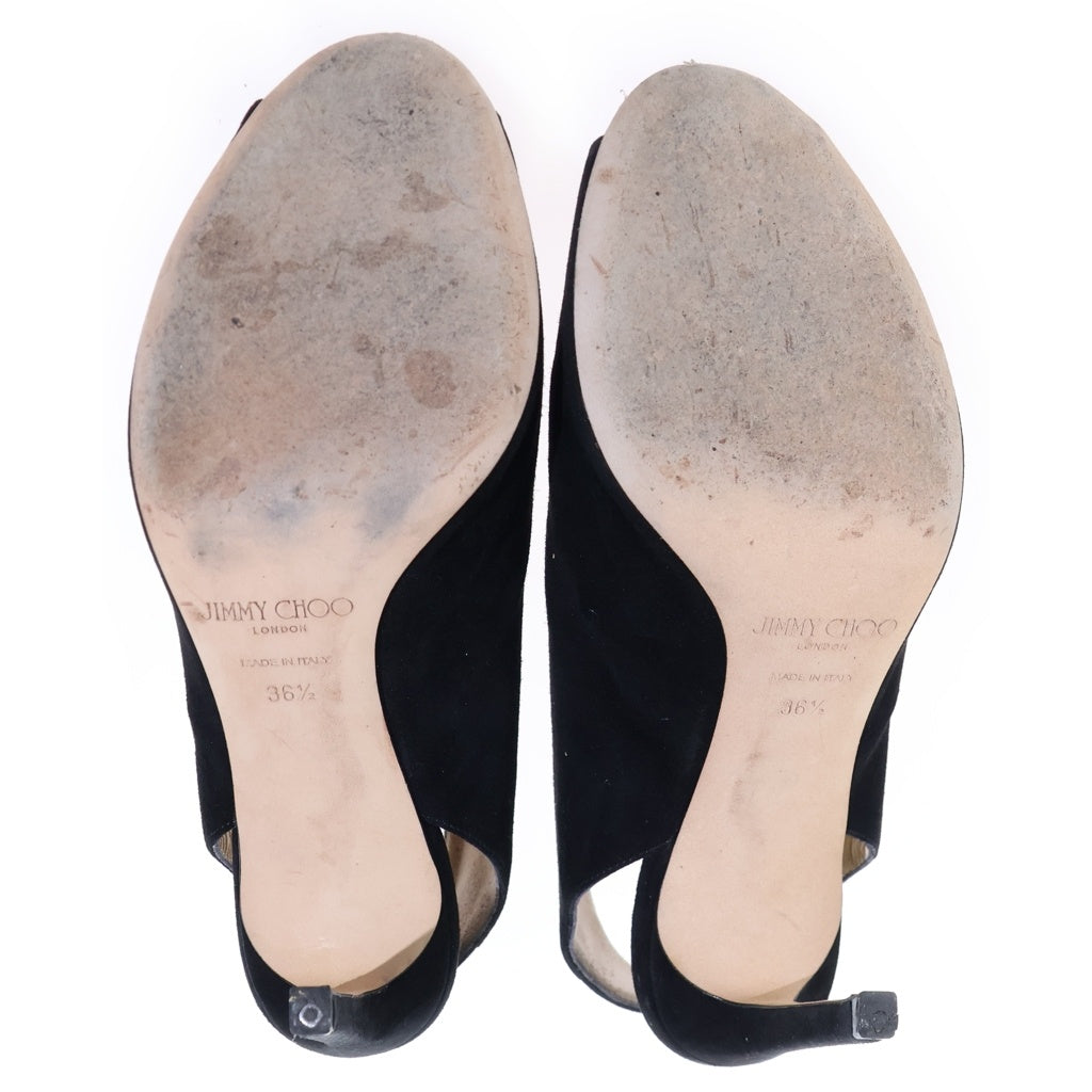 JIMMY CHOO(ジミーチュウ) スエードレザー スリングバック ヒール パンプス シューズ ブラック レディース