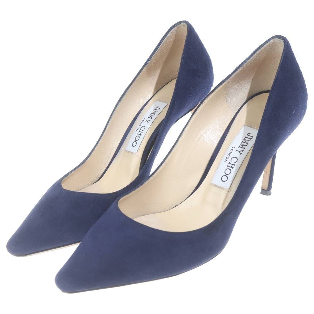 JIMMY CHOO(ジミーチュウ) スエードレザー ヒール パンプス シューズ ネイビー レディース