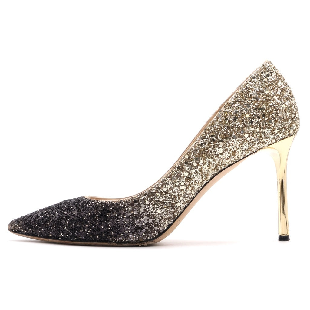 JIMMY CHOO(ジミーチュウ) ラメグリッター ヒール パンプス シューズ ゴールド/ブラック レディース