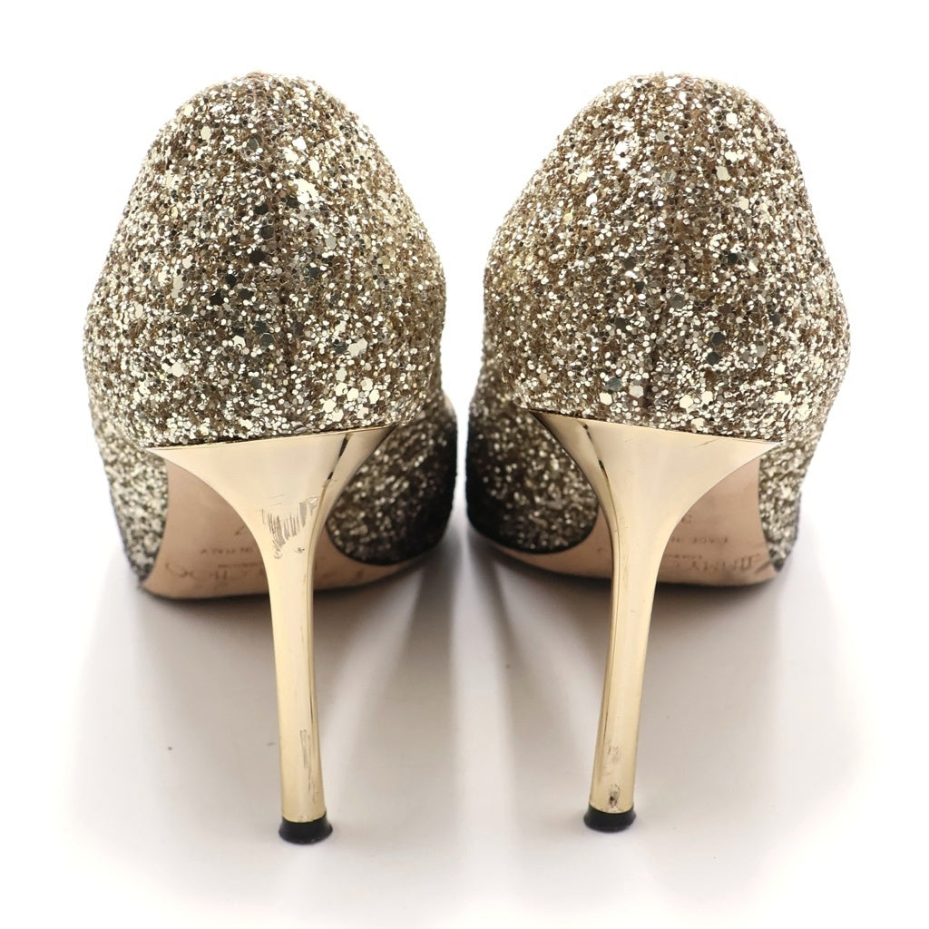 JIMMY CHOO(ジミーチュウ) ラメグリッター ヒール パンプス シューズ ゴールド/ブラック レディース