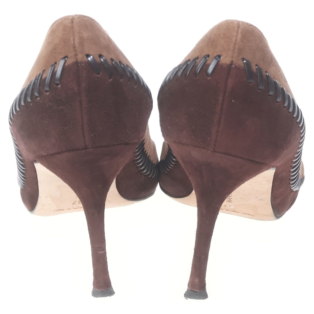 MANOLO BLAHNIK(マノロブラニク) ピンヒール レザー パンプス スエード ブラウン レディース