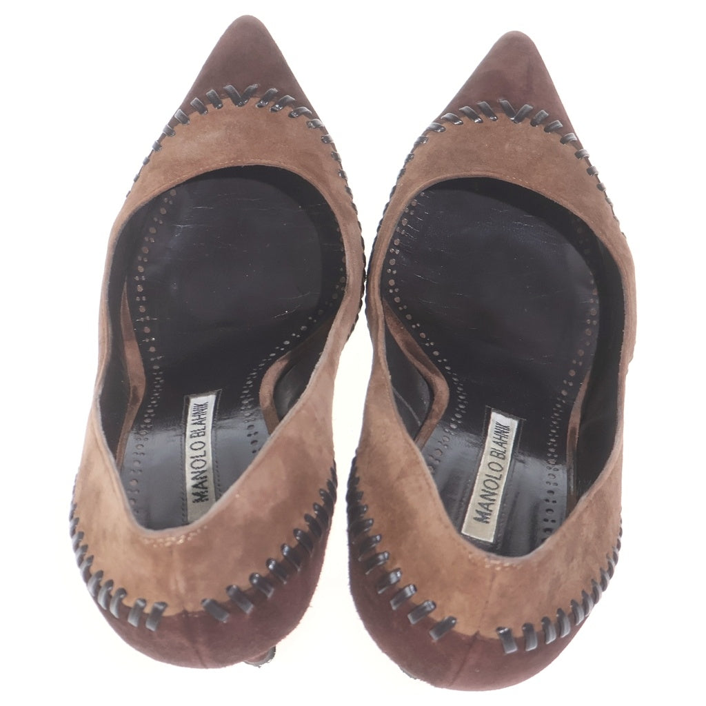 MANOLO BLAHNIK(マノロブラニク) ピンヒール レザー パンプス スエード ブラウン レディース