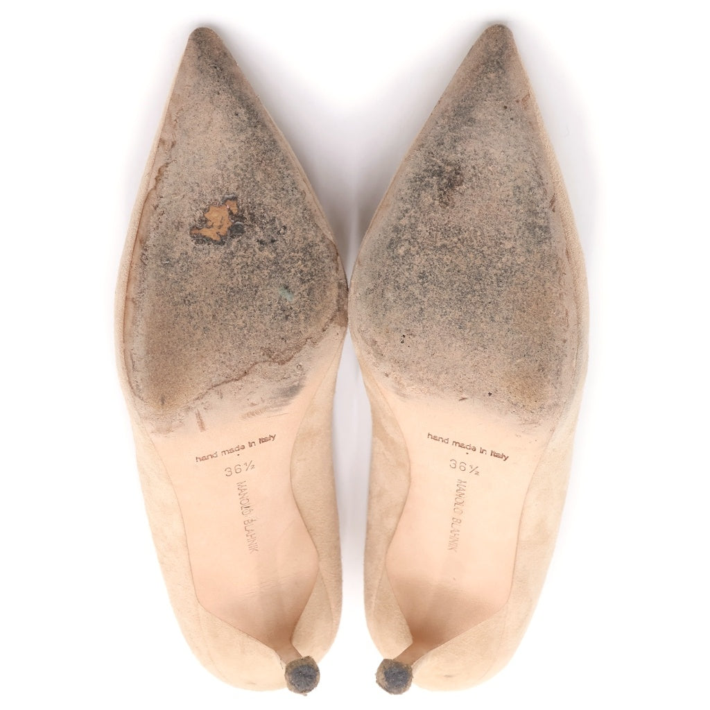 MANOLO BLAHNIK(マノロブラニク) スエードレザー ヒール パンプス シューズ ベージュ レディース