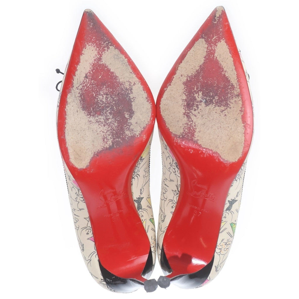 CHRISTIAN LOUBOUTIN(クリスチャンルブタン) ピンヒール 総柄パンプス ハイヒール ベージュ レディース