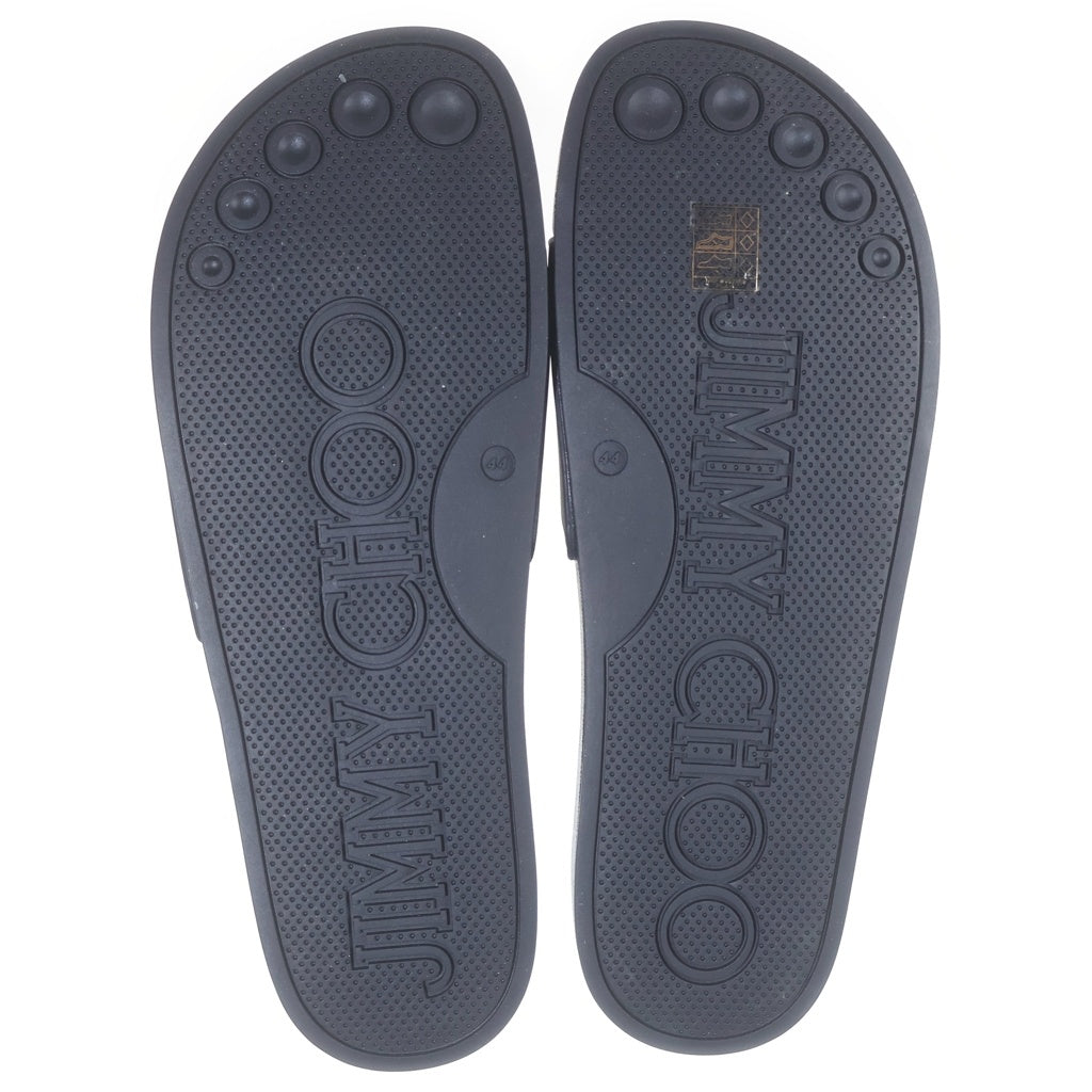 JIMMY CHOO(ジミーチュウ) JCロゴ ラバー フラット スライド サンダル シューズ ブラック レディース