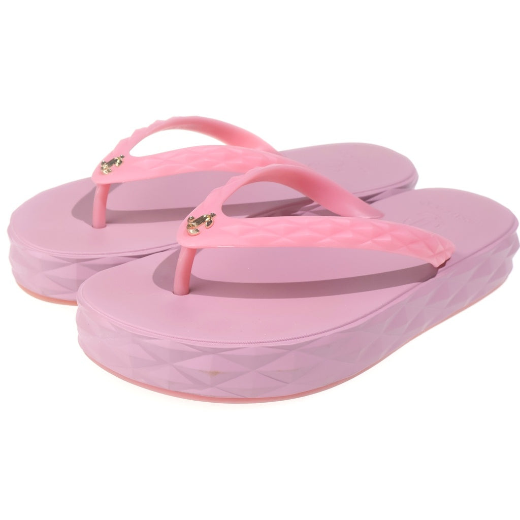 JIMMY CHOO(ジミーチュウ) DIAMOND FLIP FLOP ダイアモンド 厚底 ビーチサンダル ラバー ピンク レディース