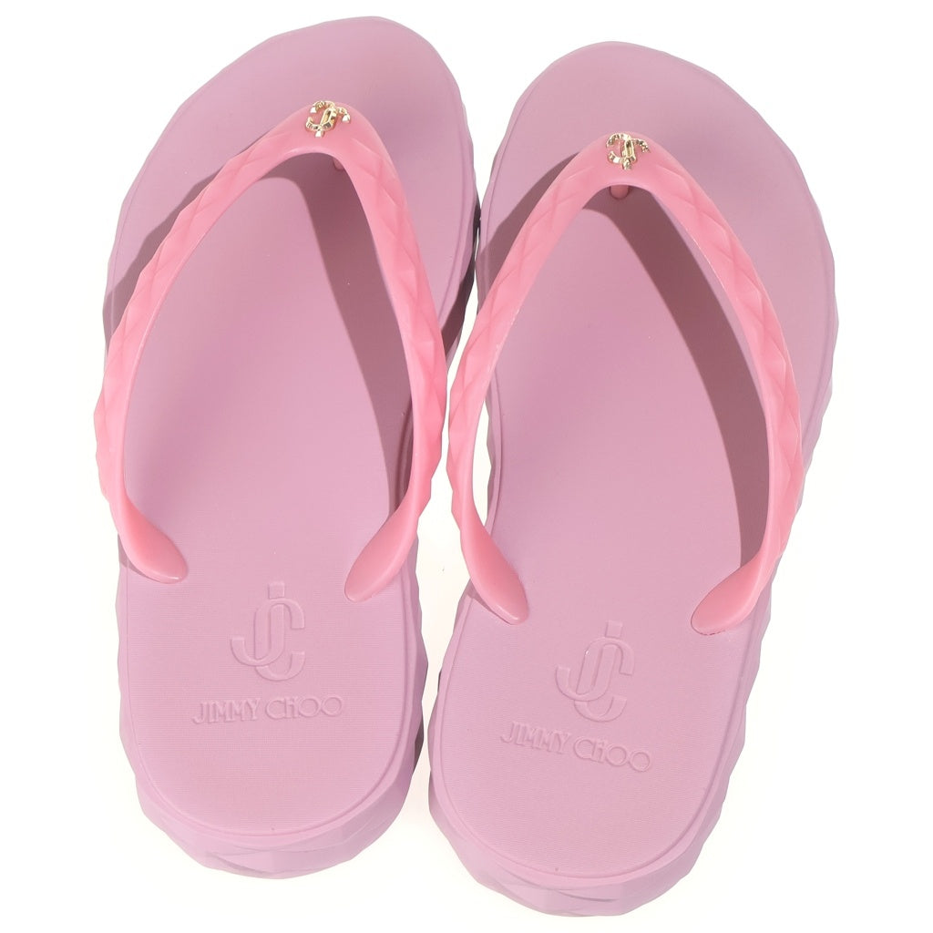 JIMMY CHOO(ジミーチュウ) DIAMOND FLIP FLOP ダイアモンド 厚底 ビーチサンダル ラバー ピンク レディース