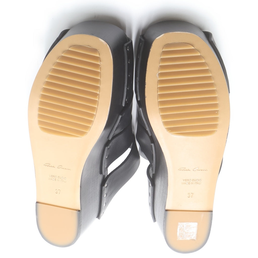 Rick Owens(リックオウエンス) レザー厚底サンダル ブラック #37 レディース
