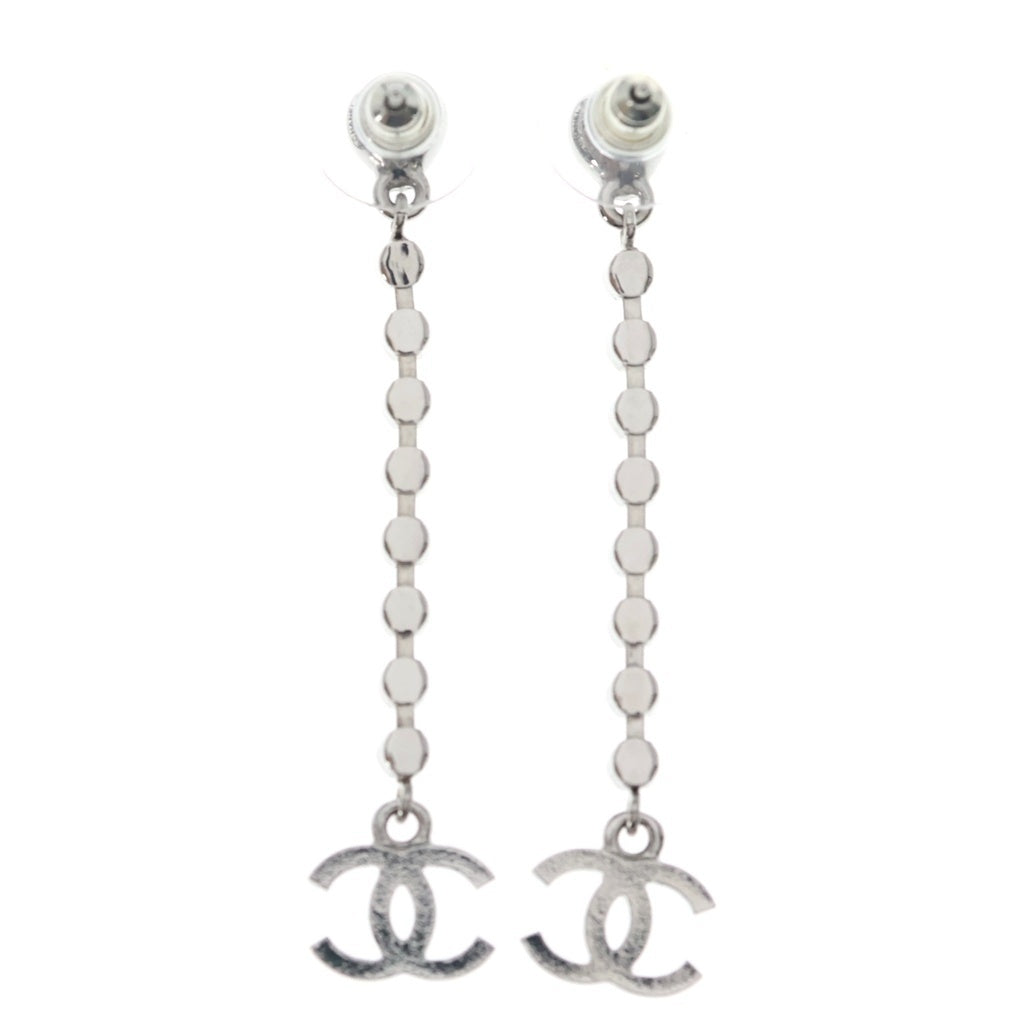 CHANEL(シャネル) ココマーク ハート ラインストーン ドロップ ピアス シルバー ABF777 レディース
