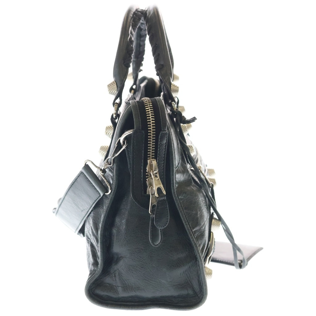 BALENCIAGA(バレンシアガ) ジャイアントシティ レザー シルバー金具 2WAY ハンドバッグ ショルダーバッグ ブラック 173084