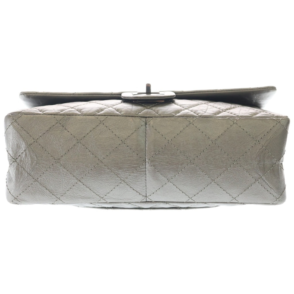 CHANEL(シャネル) 2.55 メタリックレザー Wフラップ Wチェーン ショルダーバッグ シルバー金具 シルバー 19番台 レディース