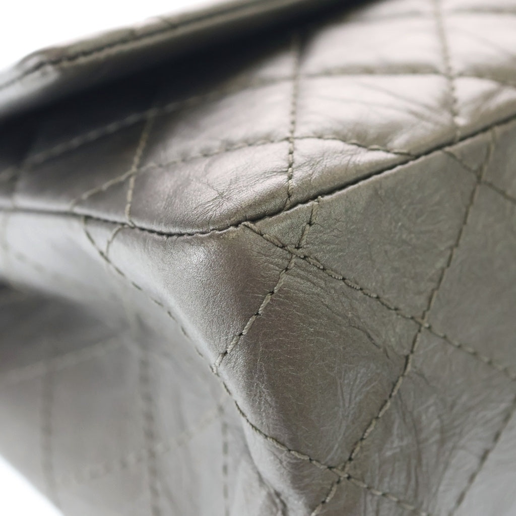 CHANEL(シャネル) 2.55 メタリックレザー Wフラップ Wチェーン ショルダーバッグ シルバー金具 シルバー 19番台 レディース