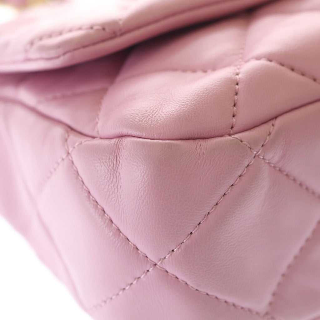 CHANEL(シャネル) マトラッセ ラムスキン レザー チェーン ショルダーバッグ ゴールド金具 ピンク AS3206 プレート レディース